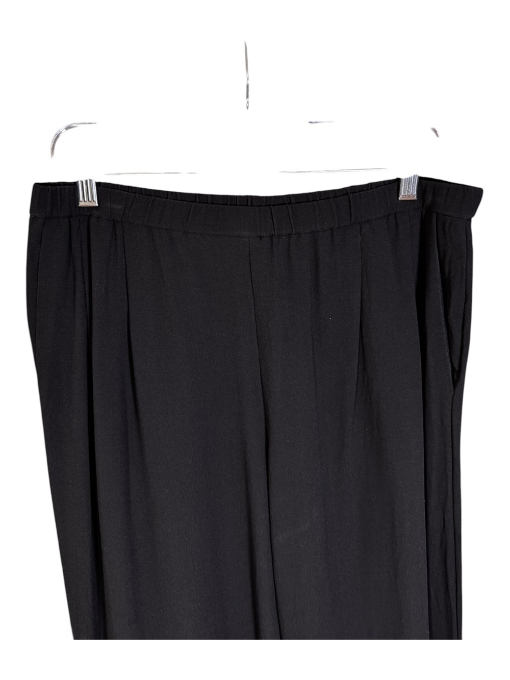 Eileen Fisher Solid Black 100% Silk Georgette Pull-On Tapered Pants Size Small P - Picture 2 of 5